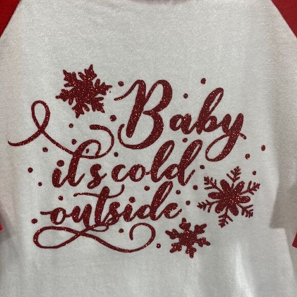 2T Glitter Christmas Baseball Tee “Baby It’s cold Outside” - Picture 3 of 5
